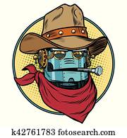 roboter, cowboy, westen, wild, welt roboter, cowboy, westen, wild, welt