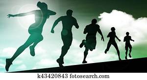 Running Women and Men Running Women and Men