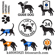 Service dogs and emotional support animals emblems Service dogs and emotional support animals emblems