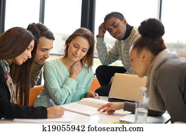 אוניברסיטה, סטודנטים, לעבוד ביחד, ב, הטל