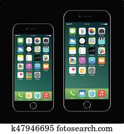 Brand new realistic mobile phone black smartphone in Apple iPhone 7 Brand new realistic mobile phone black smartphone in Apple iPhone 7