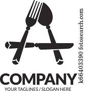 Letter A fork, Spoon and knife Logo Letter A fork, Spoon and knife Logo