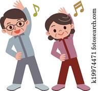 pareja mayor, hace, gimnasia