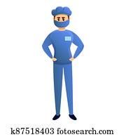 Podiatrist blue clothes icon, cartoon style Podiatrist blue clothes icon, cartoon style