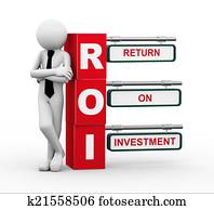 3d businessman with roi signpost illustration