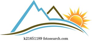 bergwelt, und, sonne, logo, image. bergwelt, und, sonne, logo, image.