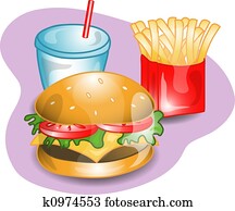 Complete cheeseburger lunch. Complete cheeseburger lunch.