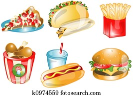 Fast foods icons or symbols Fast foods icons or symbols