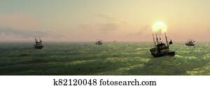 fishing boat in the sea fishing boat in the sea