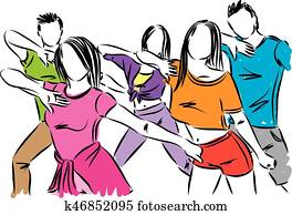 group of dancing people vector illustration group of dancing people vector illustration