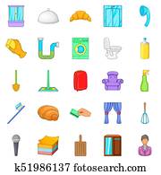 Hotel service icons set, cartoon style Hotel service icons set, cartoon style