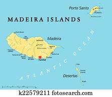 madeira, ilhas, político, mapa madeira, ilhas, político, mapa