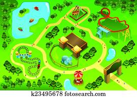 Map of an amusement theme park Map of an amusement theme park