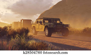 Military motorcade on a canyon road 1 Military motorcade on a canyon road 1
