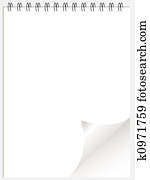 White ring binder notepad wtih page curl