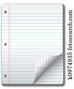 Wide Ruled Notebook Paper Pages & Page Curl Background Wide Ruled Notebook Paper Pages & Page Curl Background