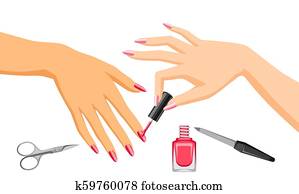 Woman is doing manicure. Woman is doing manicure.