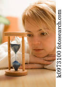 Woman thinking and waiting