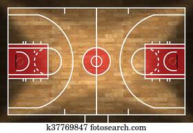 מעץ, בית משפט של כדור הסל, עם, פרקט