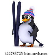 3d Penguin has some skis 3d Penguin has some skis