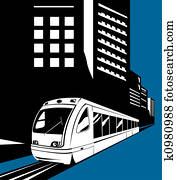 Light rail with buildings Light rail with buildings