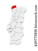 mapa, de, viana, faça, castelo., portugal. mapa, de, viana, faça, castelo., portugal.