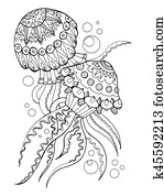 medusa, tinja livro, vetorial, ilustração