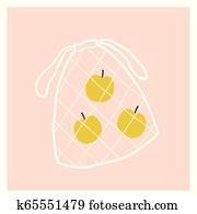 Net fruit bag with apples.