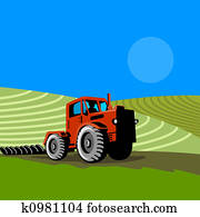 Tractor in the fields Tractor in the fields