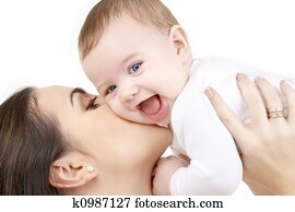 לצחוק, תינוק, לשחק, עם, אמא