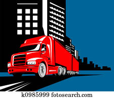 משאית, עם, בנינים