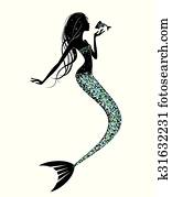 A mermaid silhouette A mermaid silhouette