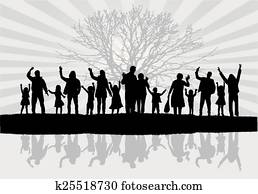 familie, silhouettes