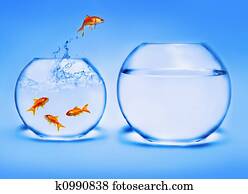 goldfish, pular, saída, de, a, água