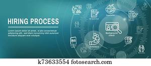 Hiring Process icon set with web header banner Hiring Process icon set with web header banner