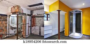 Renovation of a bathroom Before and after