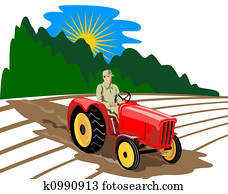 חקלאי, drving, טרקטור