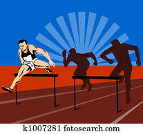 Athlete jumping hurdles Athlete jumping hurdles