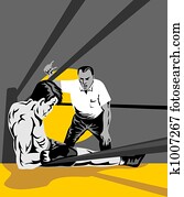 Boxer and referee Boxer and referee