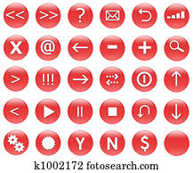 Icons For Web Actions Set Red Icons For Web Actions Set Red