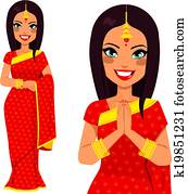 indian, 伝統的である, 女