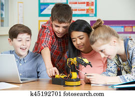 Pupils In Science Lesson Studying Robotics Pupils In Science Lesson Studying Robotics