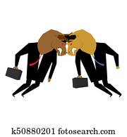 tauromachie, businessman., business, negotiations., vecteur, illustration