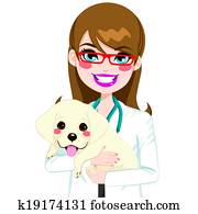 Veterinarian Hugging Puppy Veterinarian Hugging Puppy