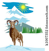 Wild goat with mountains Wild goat with mountains