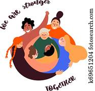 다양한, 그룹, 의, 여자 여자, power., 여성