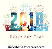 Happy new year 2018 with Firework background Happy new year 2018 with Firework background