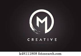 M Circular Letter Logo with Circle Brush Design and Black Background. M Circular Letter Logo with Circle Brush Design and Black Background.