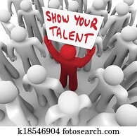 Show Your Talent Person Holding Sign Display Skills Abilities Show Your Talent Person Holding Sign Display Skills Abilities
