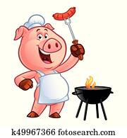 ציור היתולי, חזיר, טבח